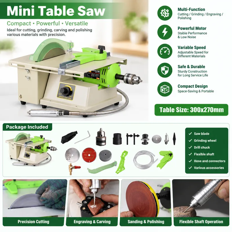 Bench Buffer Jewelry Polishing Machine - 220V 1380W Multifunction Jewelry Rock Polishing