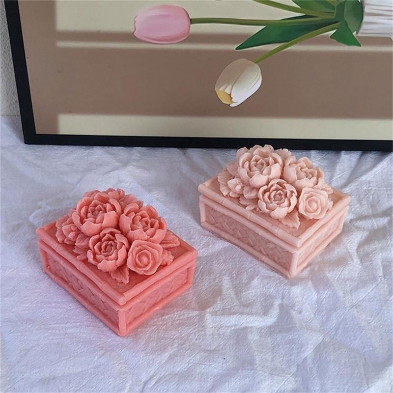 97BA Peony Storage Box Epoxy R - Casting Mold Jewelry Silicone Rubber 评论和价格