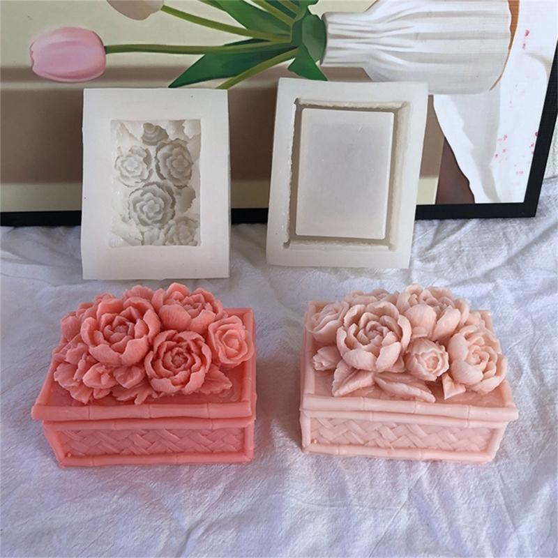 97BA Peony Storage Box Epoxy R - Casting Mold Jewelry Silicone Rubber 评论和价格