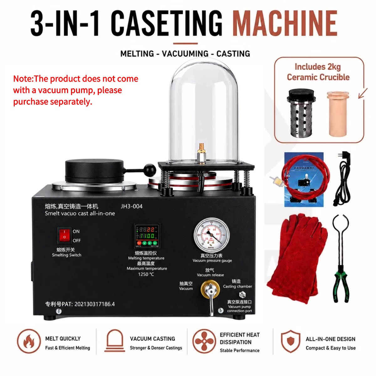 110V 1150℃ Digital Jewelry Mel - Gold Melting Furnace Crucible 2Kg 评论和价格