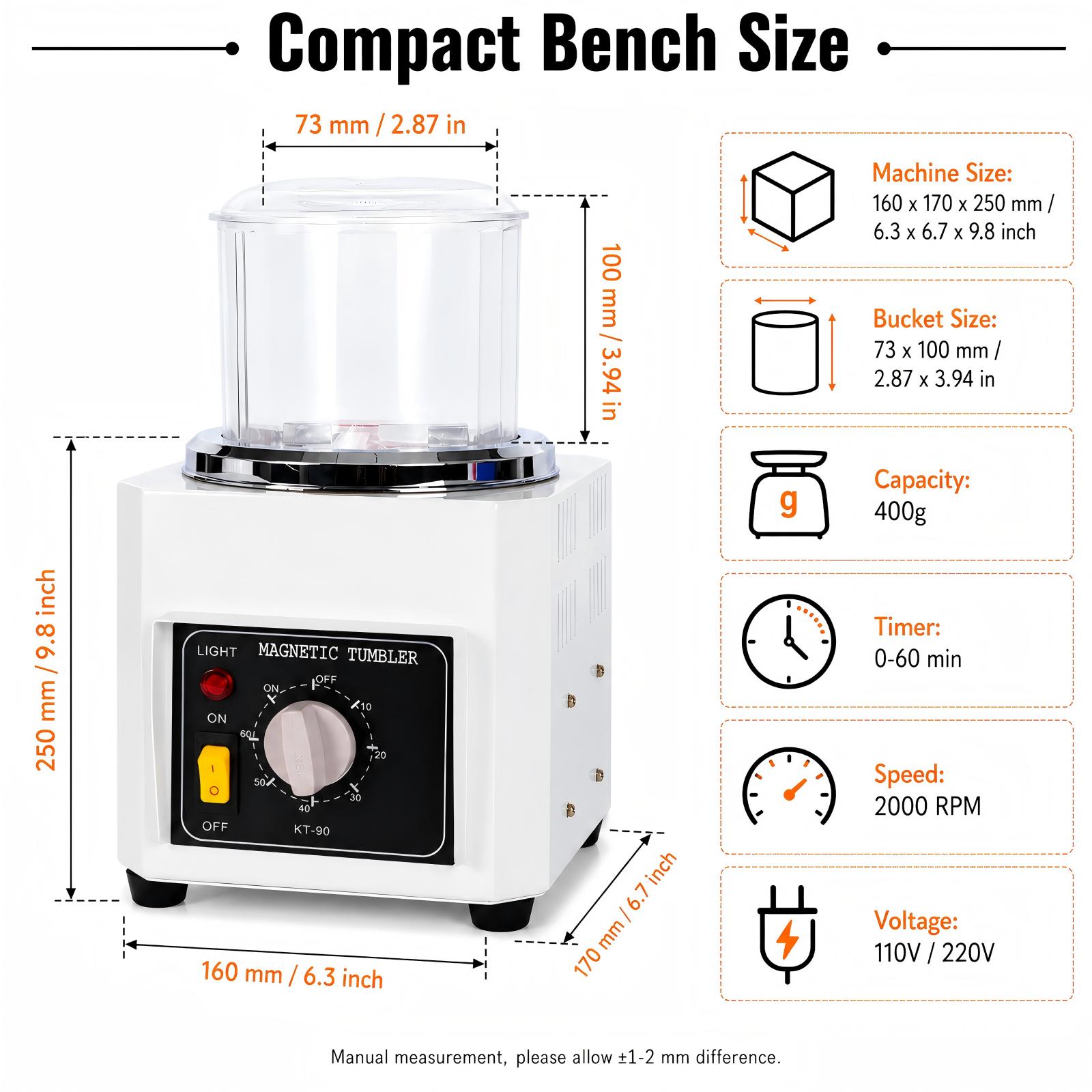 AHT KT90 Magnetic Tumbler Poli - Jewelry Magnetic Tumbler Polisher Pin 评论和价格