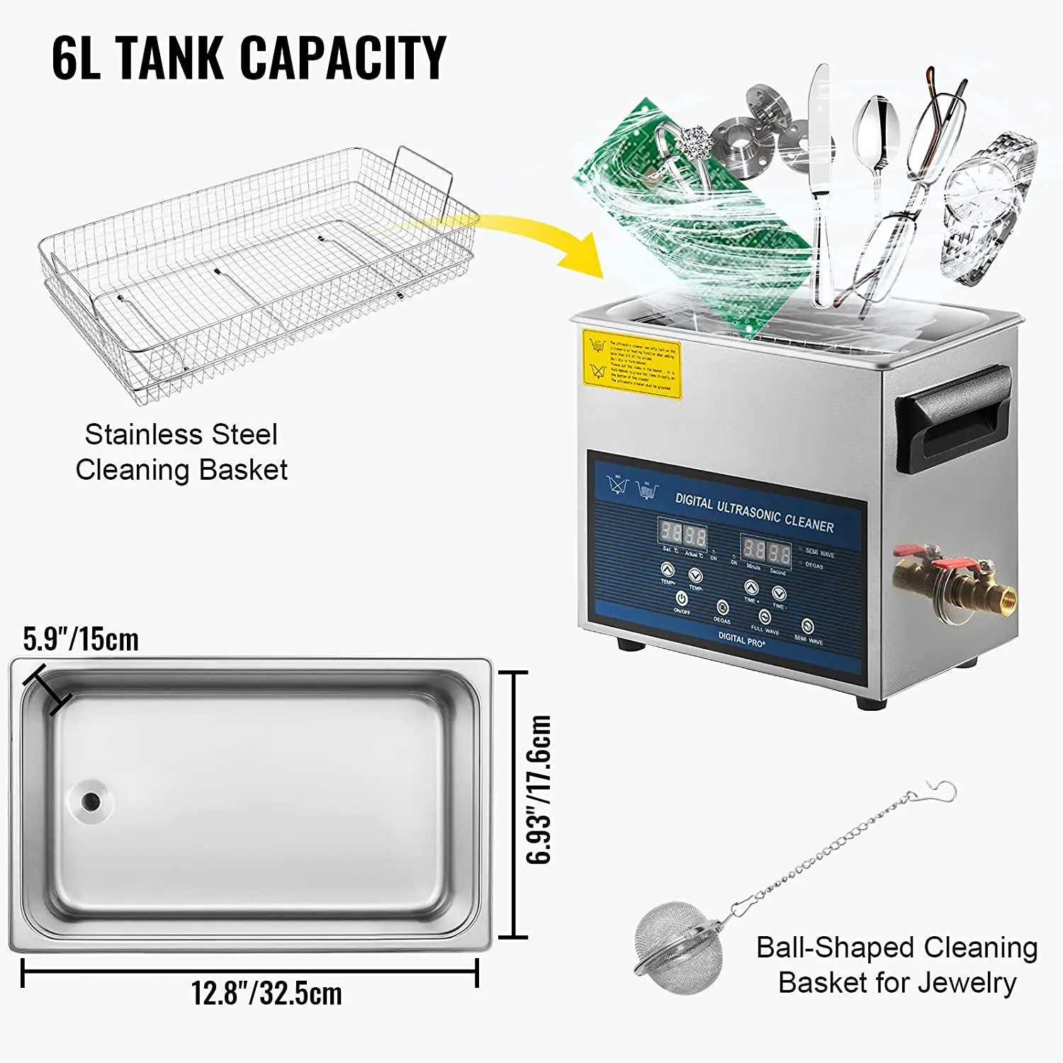 6L Professional Ultrasonic Cle - Ultrasonic Jewelry Cleaner Digital Timer 评论和价格