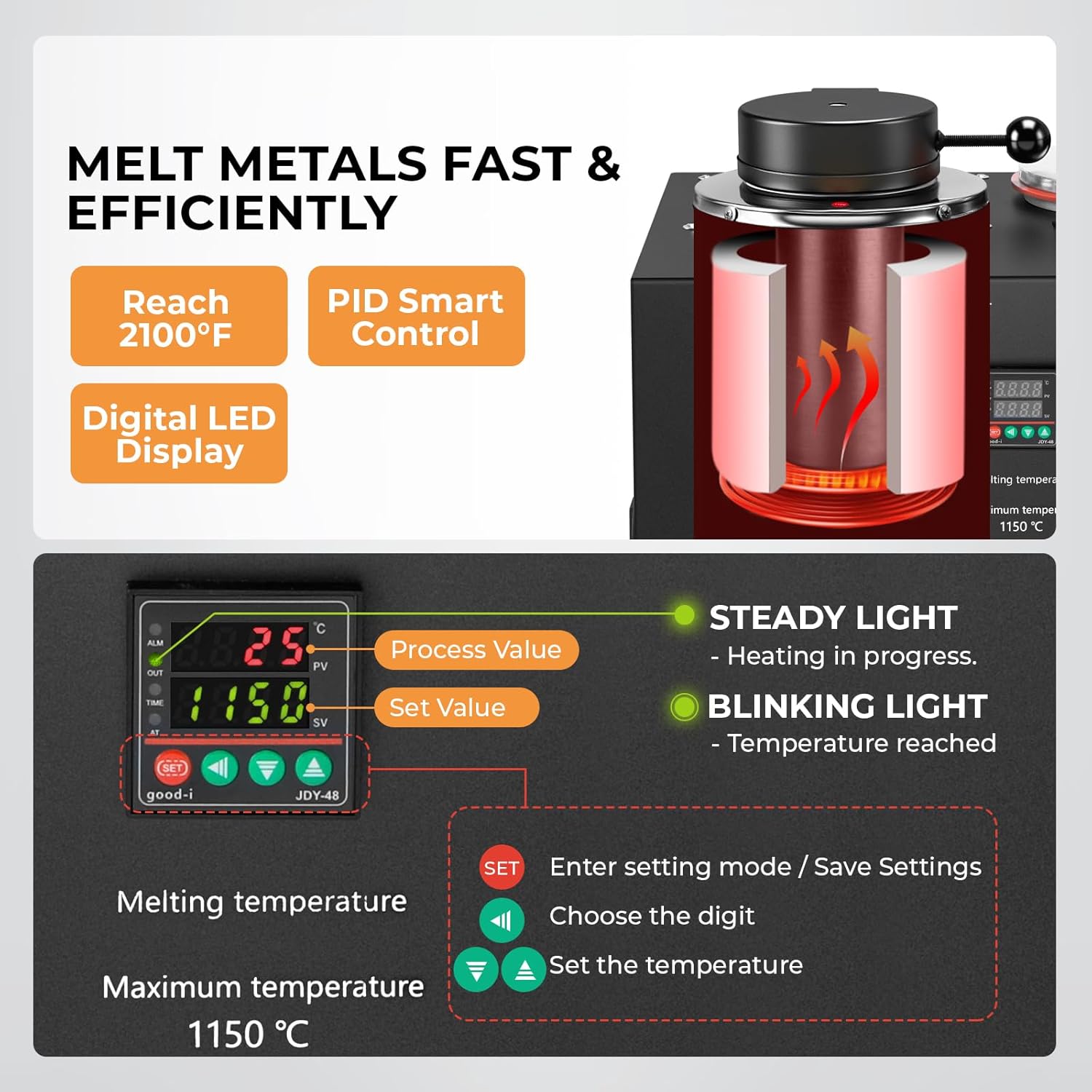 Kinway 3-in-1 Vacuum Casting M - Gold Melting Furnace Crucible 2Kg 评论和价格