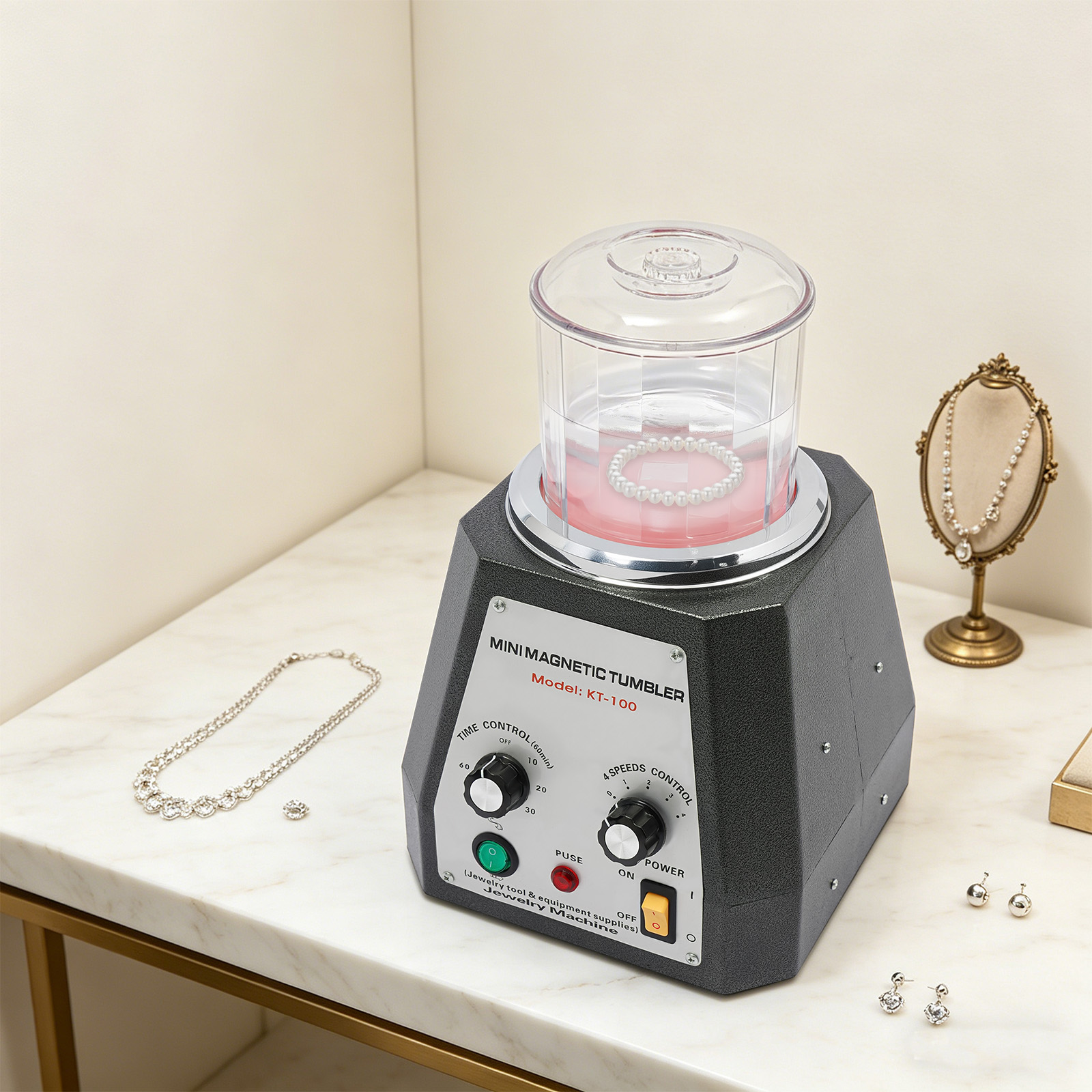 110V 0.2KW KT-100 Magnetic Tum - Jewelry Magnetic Tumbler Polisher Pin 评论和价格