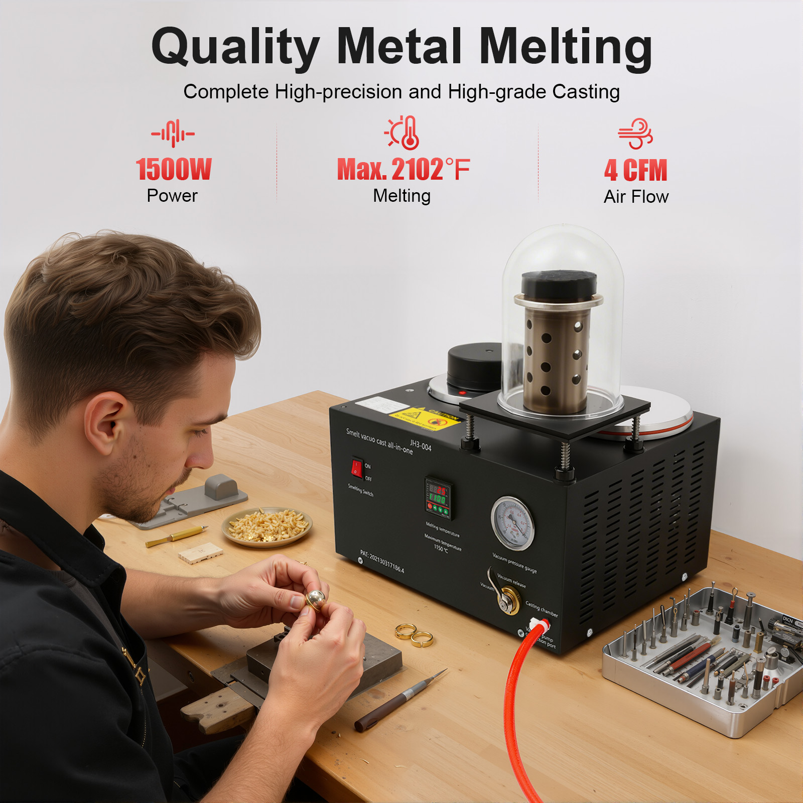 Vacuum Casting Machine 1500W,  - Gold Melting Furnace Crucible 2Kg 评论和价格